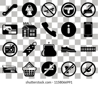 Set Of 20 transparent icons such as No fire, Smartphone, wifi, Junction, Mall, Restroom, Shoes, Card payment, transparency icon pack, pixel perfect