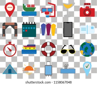 Set Of 20 transparent icons such as Check in, Postcards, Photography, Cocktail, Tent, Ship, Sunglasses, Arch, transparency icon pack, pixel perfect