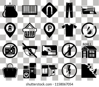 Set Of 20 transparent icons such as Falling rocks, No water, Mall, Jeans, Tote bag, Barcode, alcohol, Location, transparency icon pack, pixel perfect
