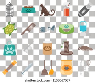 Set Of 20 transparent icons such as Leash, Cat food, Dustpan, Injection, Rope, Razor, Mouse, Pet Shopping bag, Comb, bed, Cage, Water tank, Cat, transparency icon pack, pixel perfect