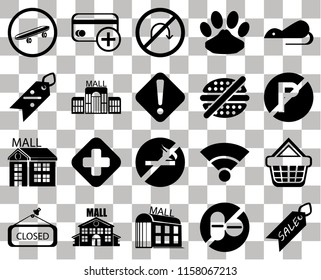 Set Of 20 transparent icons such as Sale, No parking, Rats, Pet, Closed, Cit card, Wifi, Discount, transparency icon pack, pixel perfect