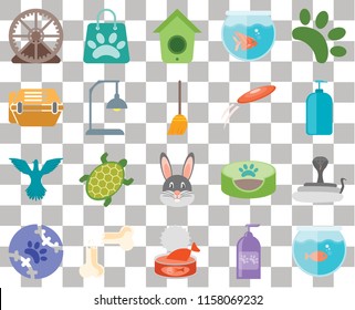 Set Of 20 transparent icons such as Aquarium, Shampoo, Cat food, Bone, Tennis, Animal, Snake, Rabbit, Bird, Lamp, Frisbee, Hamster ball, Birdhouse, transparency icon pack, pixel perfect