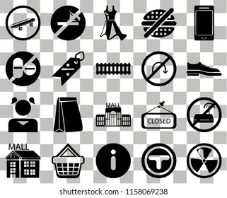 Set Of 20 transparent icons such as Radiation, Shoes, Smartphone, No fast food, Mall, smoking, Closed, drugs, transparency icon pack, pixel perfect