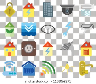 Set Of 20 transparent icons such as Handle, Light, Wifi, Smart home, Modem, Air conditioner, Home, Deep, Power, Locked, Cctv, transparency icon pack, pixel perfect