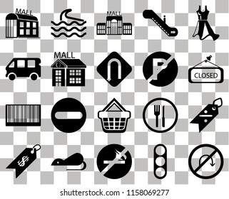 Set Of 20 transparent icons such as No turn, Closed, Dress, Escalator, Price, Wave, Restaurant, Bus, transparency icon pack, pixel perfect