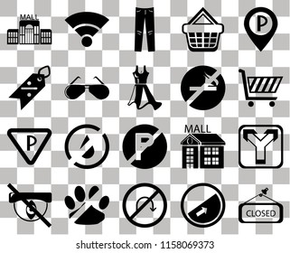 Set Of 20 transparent icons such as Closed, Shopping cart, Parking, basket, Hidden, Wifi, Mall, Discount, transparency icon pack, pixel perfect