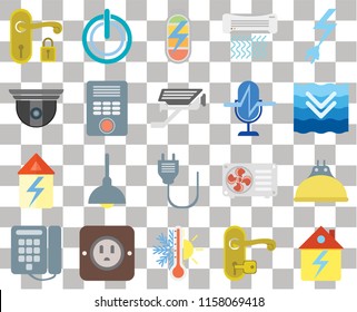 Set Of 20 transparent icons such as Home, Handle, Thermostat, Plug, Dial, Power, Lightbulb, Intercom, Voice control, Deep, transparency icon pack, pixel perfect