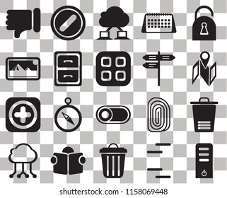 Set Of 20 transparent icons such as Server, Lines, Garbage, Reading, Cloud computing, Locked, Trash, Switch, Add, Archive, Street, Dislike, Map, transparency icon pack, pixel perfect