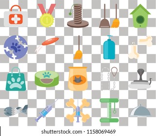 Set Of 20 transparent icons such as Food, Bone, Birdhouse, Dustpan, Fish, Winner, Leash, Tennis, transparency icon pack, pixel perfect