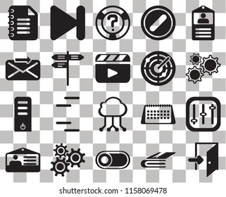Set Of 20 transparent icons such as Exit, Notebook, Switch, Settings, Id card, Controls, Cloud computing, Server, Street, Radar, Notepad, Help, transparency icon pack, pixel perfect