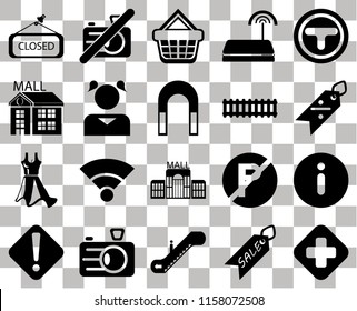 Set Of 20 transparent icons such as Hospital, Discount, Junction, Wifi, Warning, No camera, parking, Mall, transparency icon pack, pixel perfect