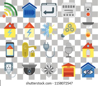Set Of 20 transparent icons such as Smart home, Garage, Cooler, Security camera, Plug, Intercom, Home, Smart, Wifi, Sensor, Browser, transparency icon pack, pixel perfect