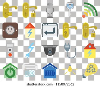 Set Of 20 transparent icons such as Smart, Handle, Wifi, Smart key, home, Plug, transparency icon pack, pixel perfect