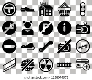 Set Of 20 transparent icons such as Cit card, Camera, Traffic light, Shopping basket, Stairs, Shoes, No camera, smoking, transparency icon pack, pixel perfect