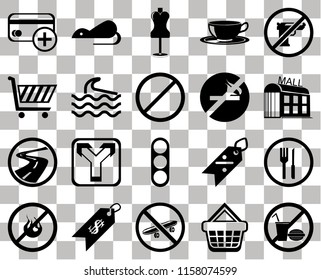 Set Of 20 transparent icons such as No food, Mall, Gun, Coffee cup, fire, Rats, Discount, Shopping cart, transparency icon pack, pixel perfect