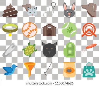 Set Of 20 transparent icons such as Shopping bag, Cat food, Nail trimmer, Filter, Bird, Dog, Frisbee, Cat, clippers, Toy, Ball, Poop, Wheel, Leash, transparency icon pack, pixel perfect