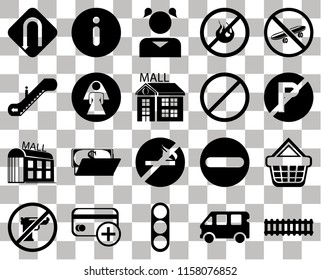 Set Of 20 transparent icons such as Train, No parking, Skateboard, fire, Gun, Information, Forbidden, Escalator, transparency icon pack, pixel perfect