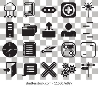 Set Of 20 transparent icons such as Street, Lines, Magic wand, Add, Exit, Notebook, Switch, Server, transparency icon pack, pixel perfect