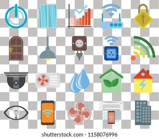 Set Of 20 transparent icons such as Smart home, Air conditioner, Fan, Mobile, Smart, Locking, Home, Water, Security camera, Lighting, Socket, Power, Wifi, Chart, transparency icon pack, pixel perfect