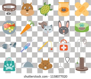 Set Of 20 transparent icons such as Scratching, Leash, Hamster, Food, Shopping bag, Band aid, Toy, Fish, Carrot, Rabbit, Collar, Pet bed, Turtle, transparency icon pack, pixel perfect