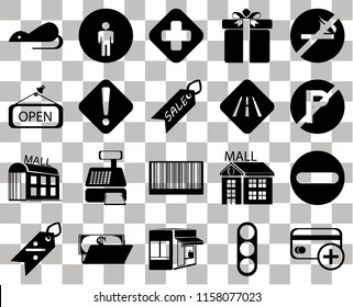 Set Of 20 transparent icons such as Cit card, No parking, smoking, Gift, Discount, Restroom, Mall, Open, transparency icon pack, pixel perfect