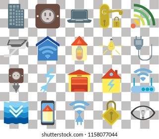 Set Of 20 transparent icons such as Smart, Locking, Wireless, Smart home, Deep, Wifi, Modem, Garage, Plug, Light, Laptop, transparency icon pack, pixel perfect