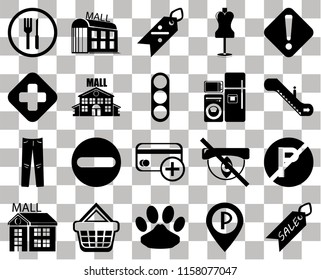 Set Of 20 transparent icons such as Sale, Escalator, Warning, Mannequin, Mall, Hidden, Hospital, transparency icon pack, pixel perfect