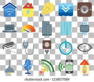 Set Of 20 transparent icons such as Home, Smartphone, Wifi, Voice control, Lighting, Dimmer, Smart, Plug, Security camera, Meter, Window, Smart home, Cool, Light, transparency icon pack, pixel perfect
