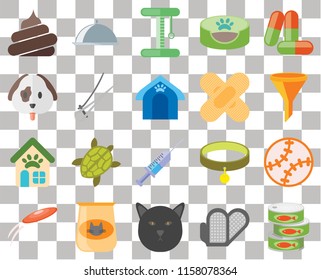 Set Of 20 transparent icons such as Canned food, Filter, Drugs, Pet bed, Frisbee, Food, Collar, Dog, transparency icon pack, pixel perfect