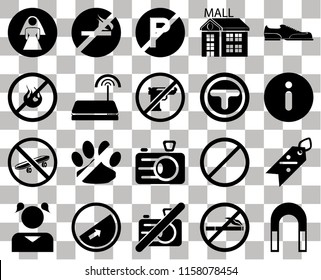 Set Of 20 transparent icons such as Magnet, Information, Shoes, Mall, Girl, No smoking, Forbidden, fire, transparency icon pack, pixel perfect