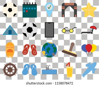 Set Of 20 transparent icons such as Plane, Sunbed, Starfish, Arch, Helm, Calendar, Stamp, Tent, transparency icon pack, pixel perfect