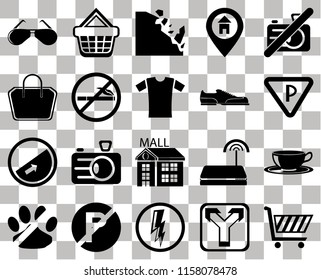 Set Of 20 transparent icons such as Shopping cart, Parking, No camera, Location, pets, basket, Wifi, Tote bag, transparency icon pack, pixel perfect