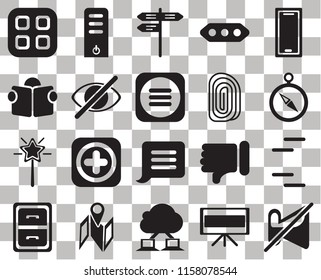 Set Of 20 transparent icons such as Muted, Compass, Smartphone, More, Archive, Server, Dislike, Reading, transparency icon pack, pixel perfect