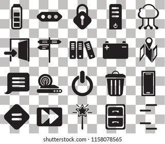 Set Of 20 transparent icons such as Lines, Map, Cloud computing, Server, Equal, More, Garbage, Exit, transparency icon pack, pixel perfect