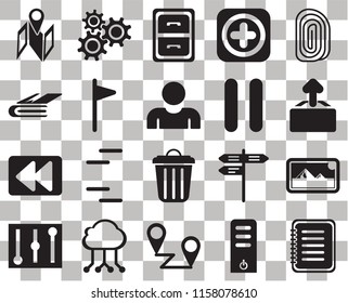 Set Of 20 transparent icons such as Note, Upload, Fingerprint, Add, Controls, Settings, Street, Notebook, transparency icon pack, pixel perfect