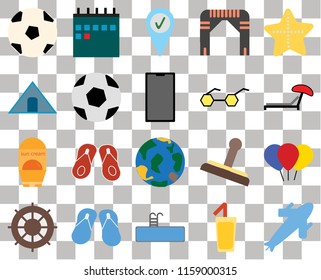 Set Of 20 transparent icons such as Plane, Sunbed, Starfish, Arch, Helm, Calendar, Stamp, Tent, transparency icon pack, pixel perfect