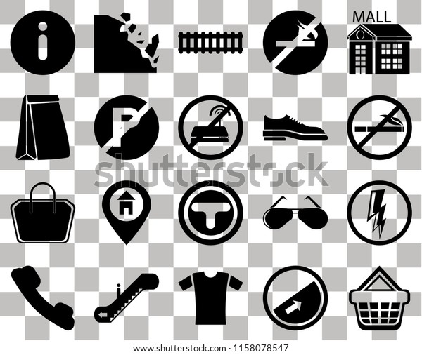 Set Of 20 transparent icons such as\
Shopping basket, No smoking, Mall, Telephone, Falling rocks,\
Glasses, Paper bag, transparency icon pack, pixel\
perfect