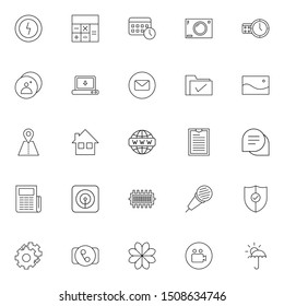Set 20 of UI and UX icon in modern thin line style. High quality outline interface symbols for website design and mobile apps. Simple user interface linear sign isolated on white background.