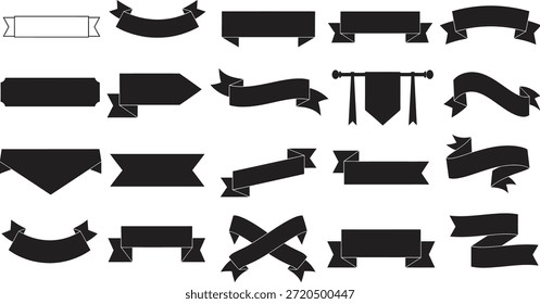 A set of 20 unique black shapes and symbols arranged in rows on a plain white background for design or artistic use