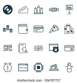 Set Of 20 Universal Editable Icons. Can Be Used For Web, Mobile And App Design. Includes Icons Such As Analysis, Plastic Card, Presentation And More.