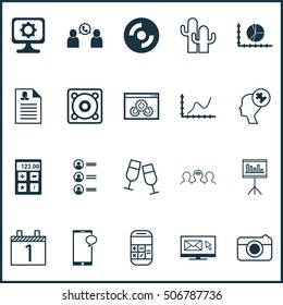 Set Of 20 Universal Editable Icons. Can Be Used For Web, Mobile And App Design. Includes Icons Such As Coaching, Cacti, Achievement Graph And More.