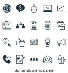 Set Of 20 Universal Editable Icons. Can Be Used For Web, Mobile And App Design. Includes Icons Such As Paper, Cellular Data, Phone Conference And More.
