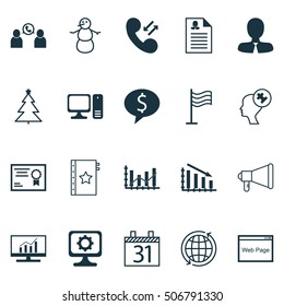 Set Of 20 Universal Editable Icons. Can Be Used For Web, Mobile And App Design. Includes Icons Such As Announcement, Raise Diagram, Female Application And More.