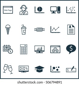Set Of 20 Universal Editable Icons. Can Be Used For Web, Mobile And App Design. Includes Icons Such As Bank Payment, Champagne Glasses, Sweet And More.