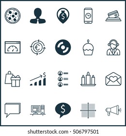 Set Of 20 Universal Editable Icons. Can Be Used For Web, Mobile And App Design. Includes Icons Such As Job Applicants, Shopping, Manager And More.