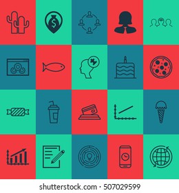 Set Of 20 Universal Editable Icons. Can Be Used For Web, Mobile And App Design. Includes Icons Such As Credit Card, Website Performance, Call Duration And More.