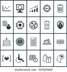 Set Of 20 Universal Editable Icons. Can Be Used For Web, Mobile And App Design. Includes Icons Such As Shopping, Investment, Celebration Cake And More.