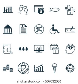 Set Of 20 Universal Editable Icons. Can Be Used For Web, Mobile And App Design. Includes Icons Such As Security, Money, Profit Graph And More.