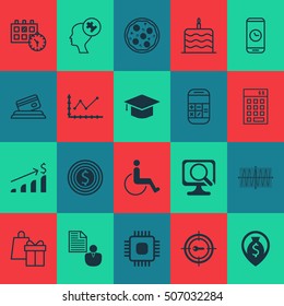 Set Of 20 Universal Editable Icons. Can Be Used For Web, Mobile And App Design. Includes Icons Such As Laptop, Investment, Accessibility And More.