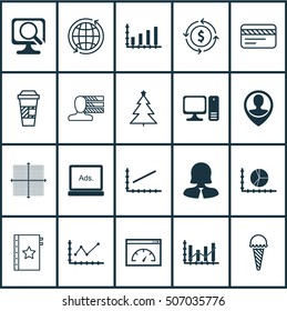 Set Of 20 Universal Editable Icons. Can Be Used For Web, Mobile And App Design. Includes Icons Such As Desktop Computer, World, Warranty And More.